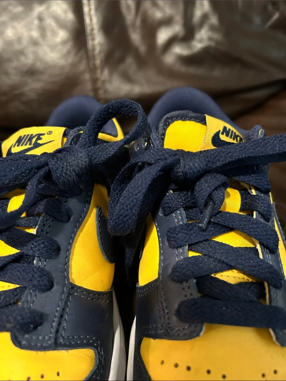 Nike Kids Low Dunk Sneakers in Yellow and Navy Blue